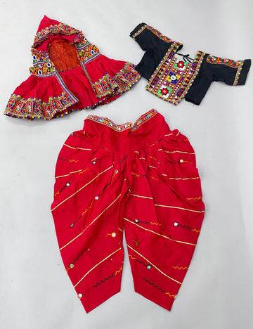 Kids Traditional Classy Dhoti, Kedia Blouse and Kedia with Cap Navratri Dress