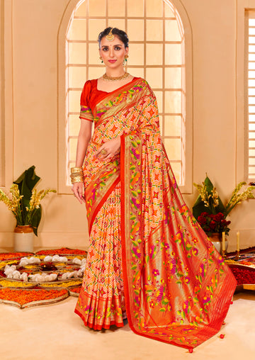 Beautiful Fancy Velvet Silk With Paithani Design Saree