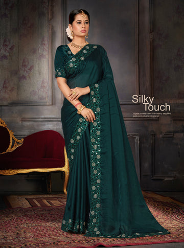 Beautiful Designer Party Wear Georgette With Heavy Sequins Embroidery Saree