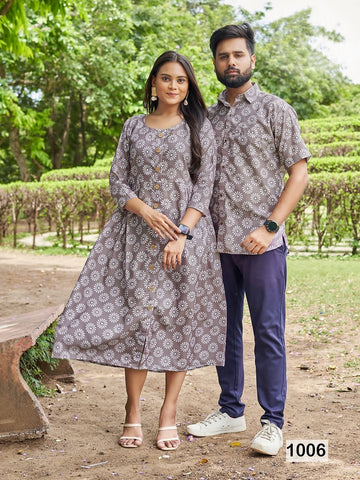 Trendy couple 2.0 Occasion Special Couple combo of Shirt and kurti Same matching