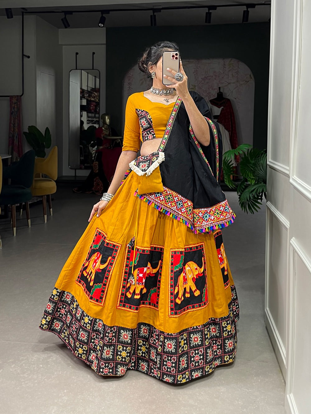 Buy Myra Yellow Art Silk Gamthi Work Designer Lehenga Online at Best Price  | Distacart