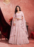 Baby Pink Premium Net Bridal Lehenga with Hand Embroidery