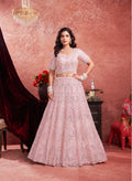 Baby Pink Premium Net Bridal Lehenga with Hand Embroidery