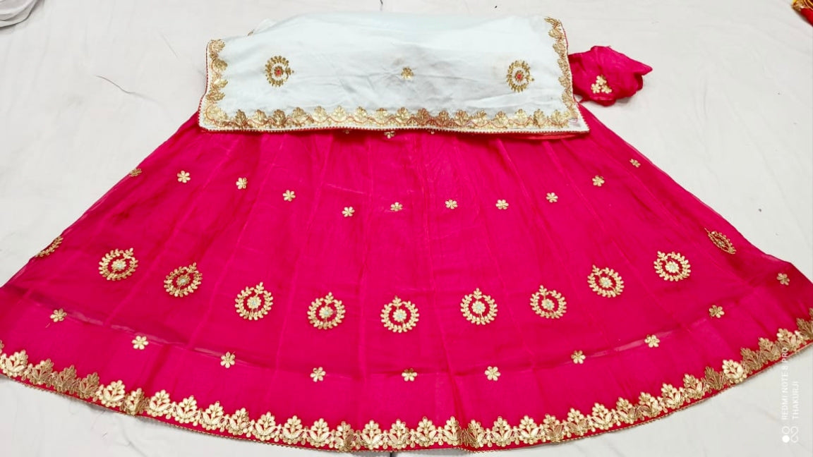 Rajsthani Traditional Rajputi Pure Organza Butti Work Lehenga Choli