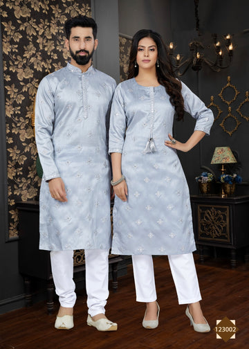 Occasion Special Couple Combo of Kurta with Payjama and Kurti with Pants