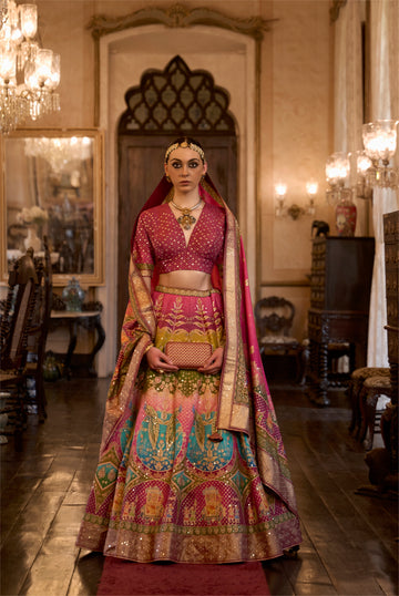 Opulent Rajwadi Silk Wedding Lehenga Choli with Mirror Work