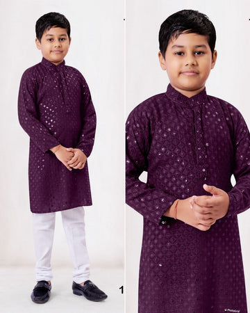 Beautiful Kids Boy Sequence Kurta Pyjama