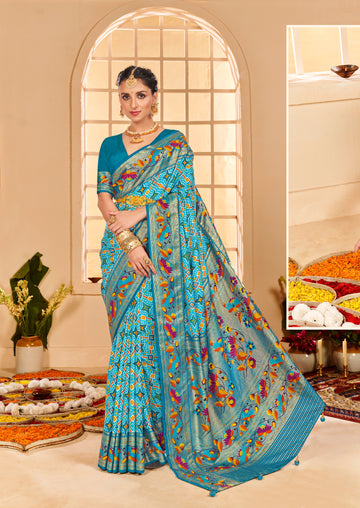 Beautiful Fancy Velvet Silk With Paithani Design Saree