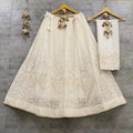 White Pure Chiffon Lucknowi Work Chaniya Choli