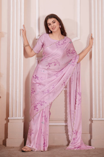 Beautiful Designer Casual Wear Pure Satin Georgette Saree