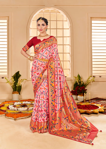 Beautiful Fancy Velvet Silk With Paithani Design Saree