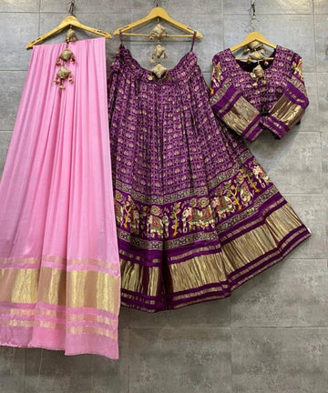 Party Wear Designer Pure Gaji Silk Chaniya Choli