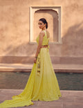 Yellow Embroidered Crop Top and Skirt Lehenga Set