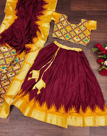 Navratri Traditional Kid's Patola Lehenga Choli