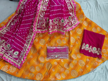 Beautiful Rajsthani Traditional Brocade Silk Lahenga