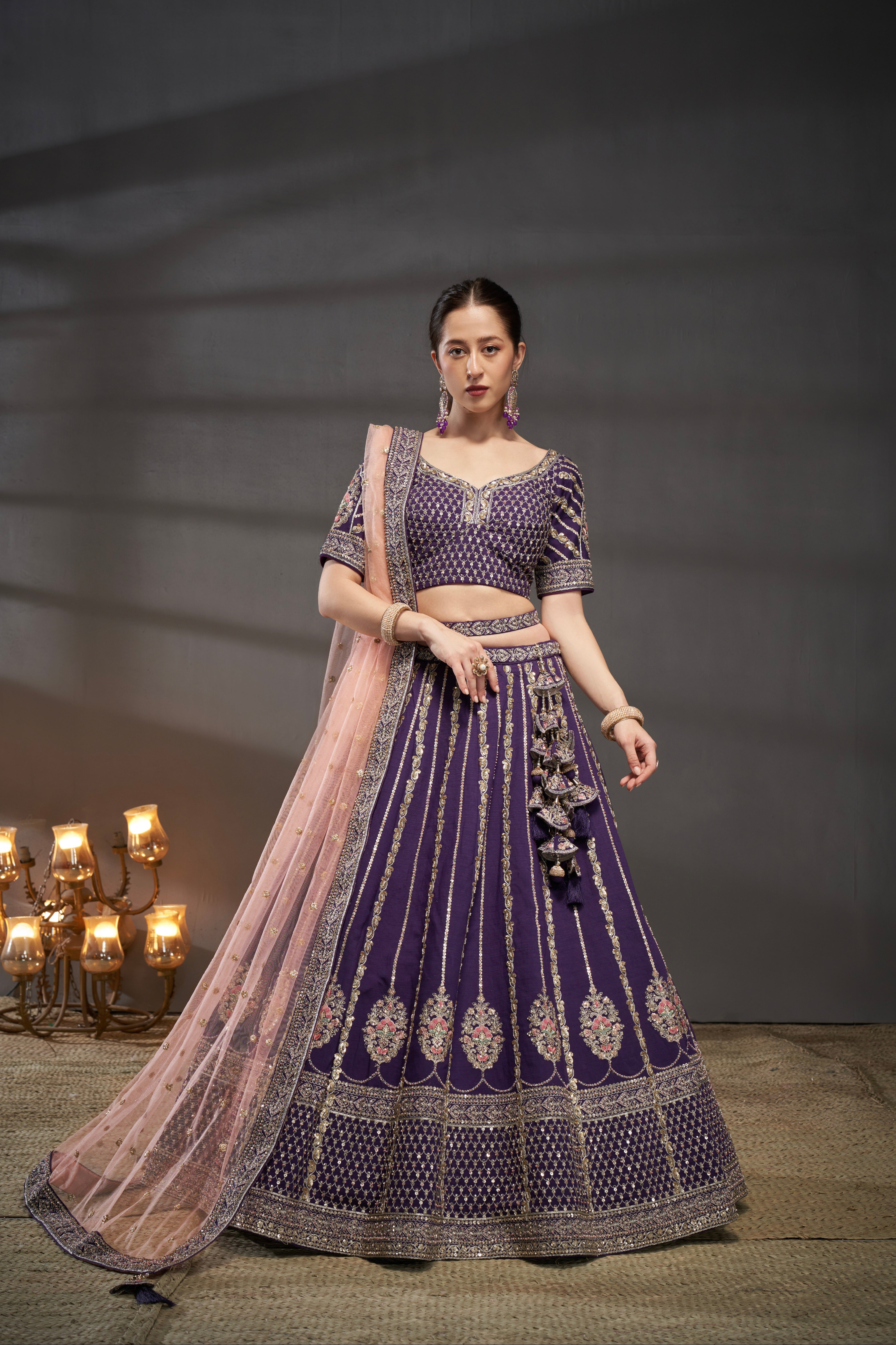 Plum bridal lehenga best sale