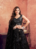 Blossom Black Net Lehenga Choli with Heavy Sequins Embellishments