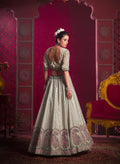 Off-White Lehenga in Vanilla Shine Silk & Sequins & Thread Embroidery