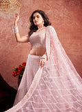 Baby Pink Premium Net Bridal Lehenga Zarkan Hand Embroidery