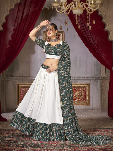 Traditional occasion Cotton Print Ikkat Lehenga Choli