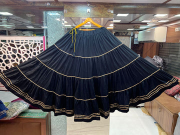 Beautiful Partywear Rayon Multi Layer Skirt with Gota Border