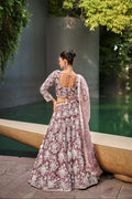 Lavender Satin Bridal Lehenga with Moti and Sequins Embroidery