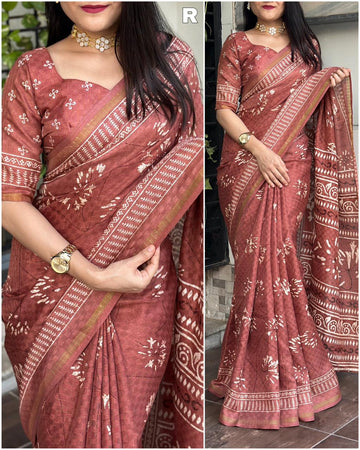 Party Wear Cotton Jute Saree