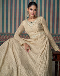 Beige Chikankari Embroidered Anarkali Suit with Dupatta