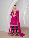 Pink Chinnon Silk Anarkali Suit with Embellished Skirt & Dupatta