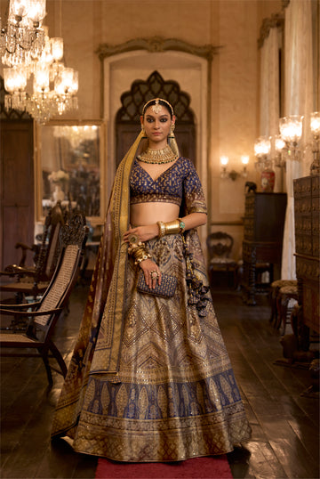 Exquisite Rajwadi Silk Wedding Lehenga Choli with Mirror Work