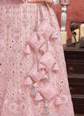 Baby Pink Premium Net Bridal Lehenga with Hand Embroidery