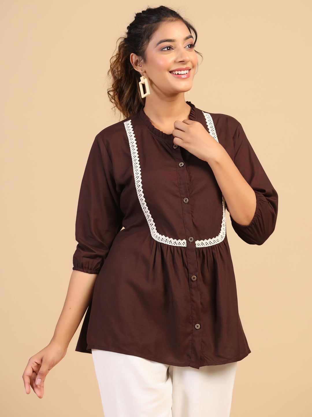 KEEVA FANCY WESTERN SHORT TOP