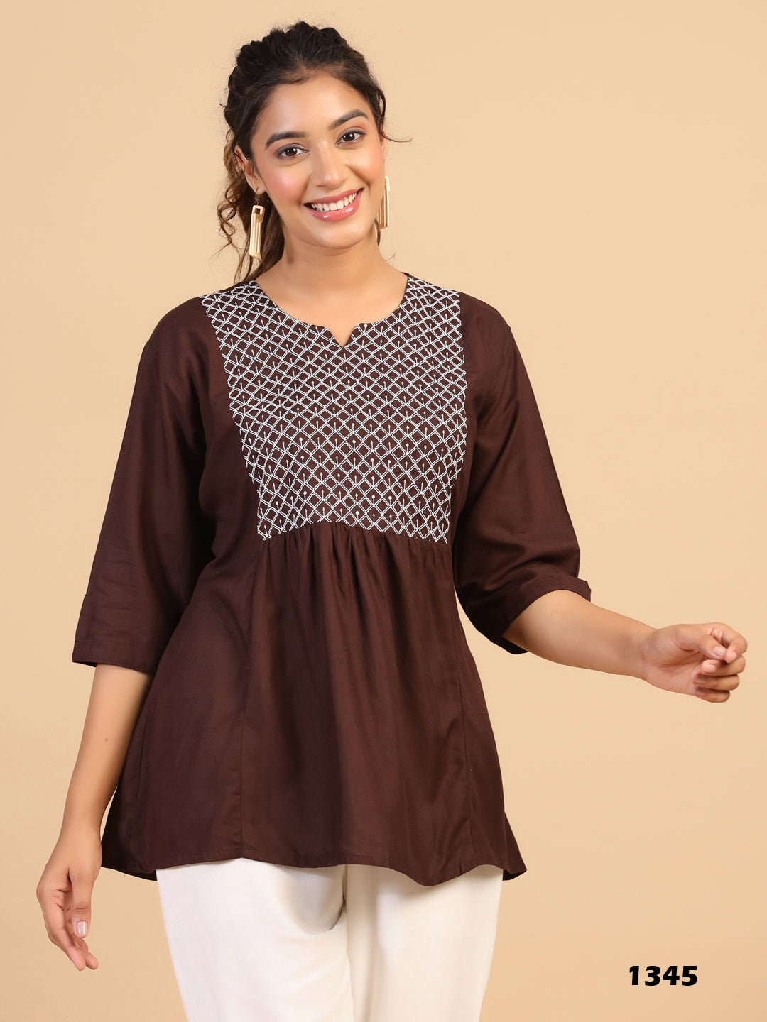 KEEVA FANCY WESTERN SHORT TOP