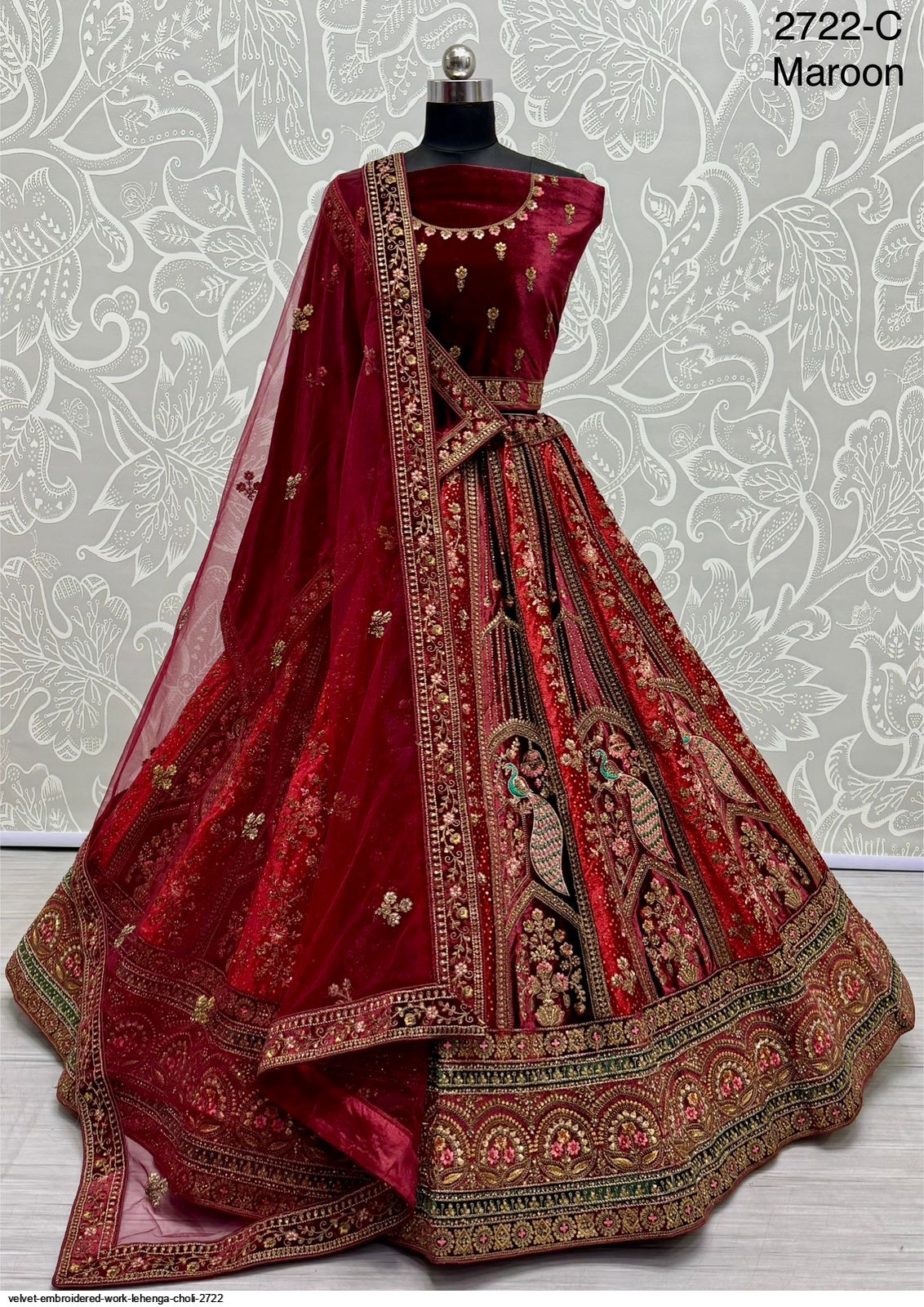 Heavy Velvet Bridal Wedding Lehenga Choli