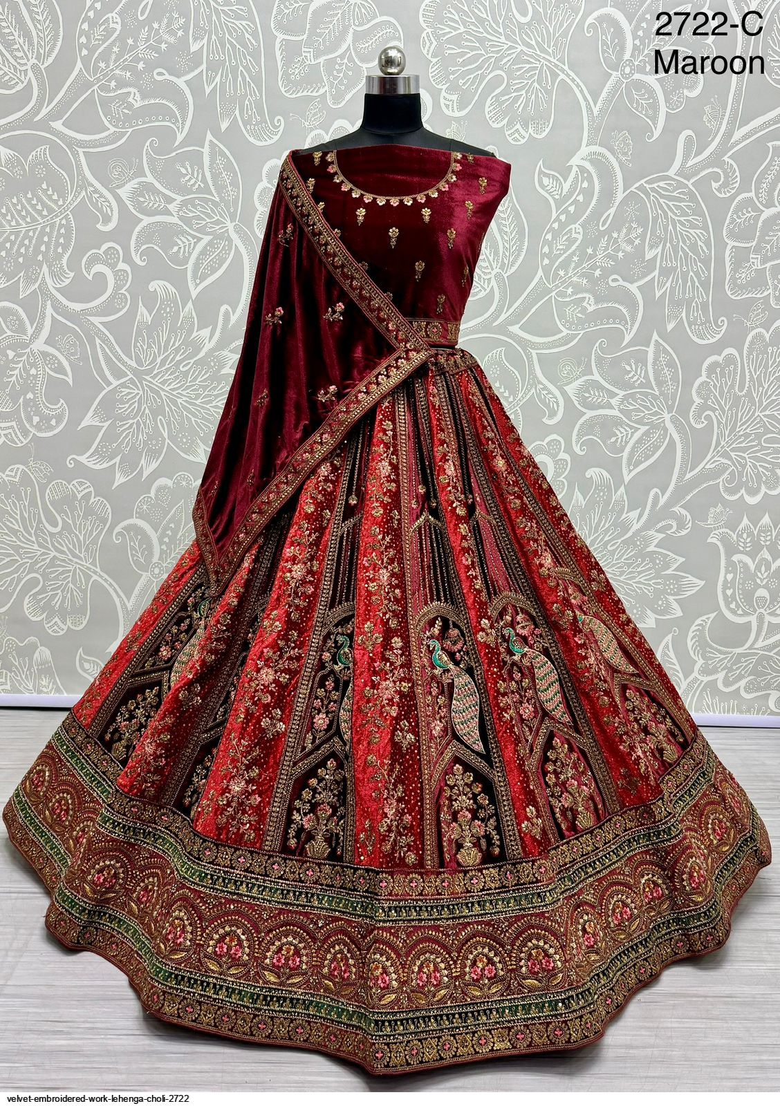 Heavy Velvet Bridal Wedding Lehenga Choli