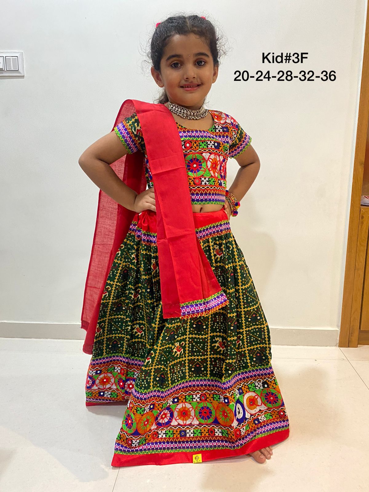 Ethnic Wear Foil Print Silk Lehenga Choli with Dupatta for baby girls -  Green Red at Rs 1556.00 | Kids Lehenga | ID: 2851573792448