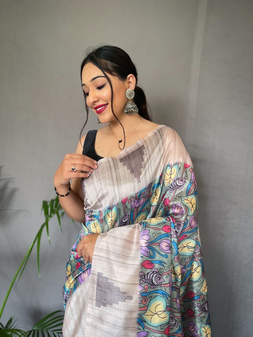 Tusser Sarees with Kalamkari Prints Anantexports