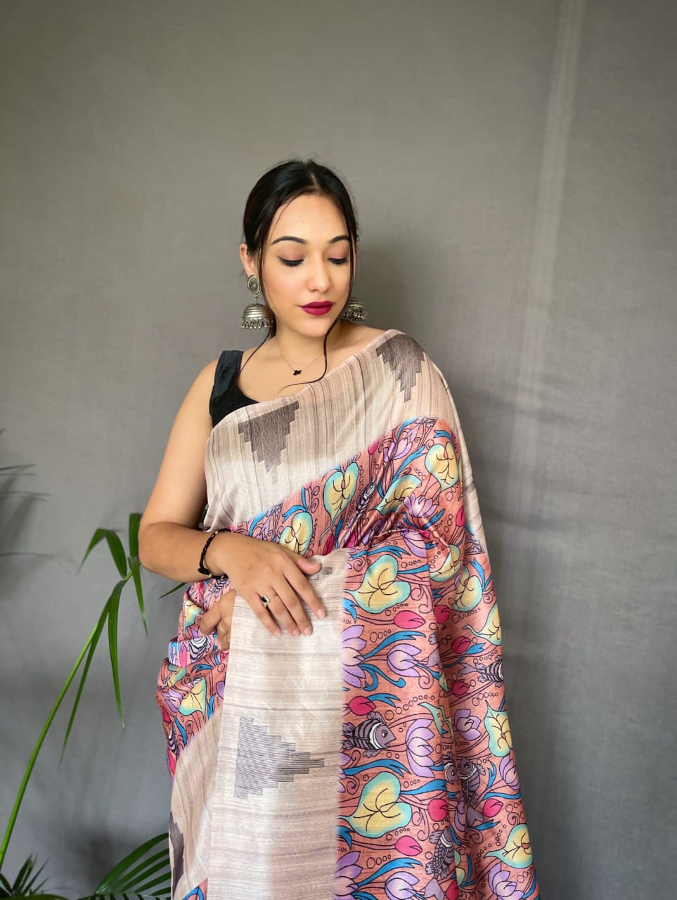 Tusser Sarees with Kalamkari Prints Anantexports