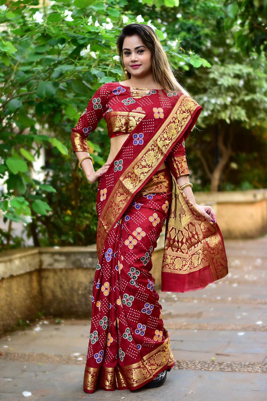 Buy New Latest Saree Online Wedding – Bandhani Saree - SareesWala.com