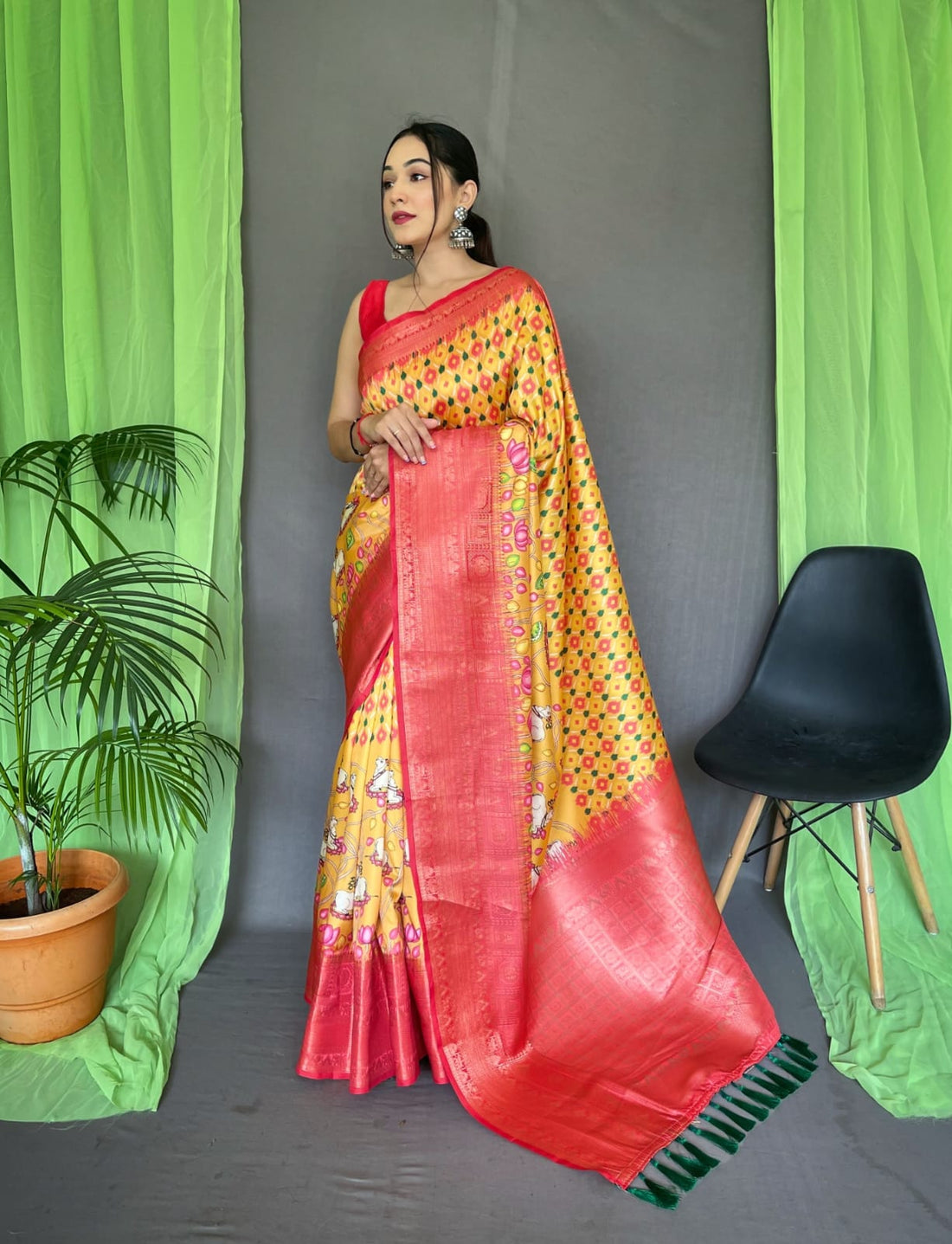 Pure kanchipuram Kalamkari Digital printed saree Anantexports