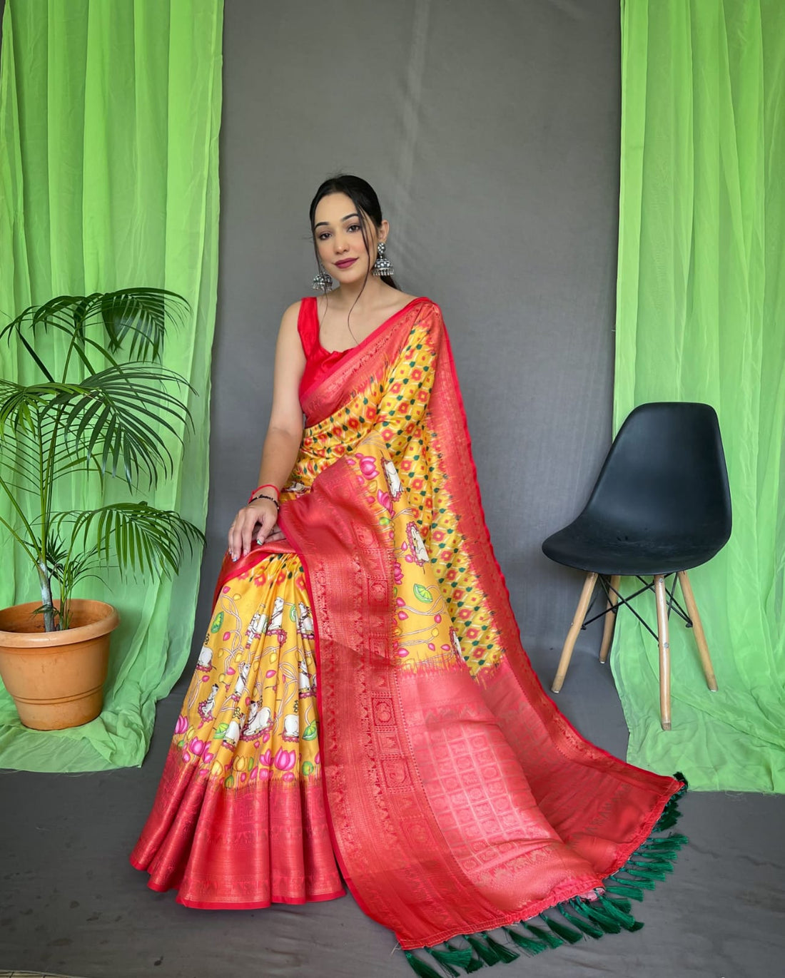 Pure kanchipuram Kalamkari Digital printed saree Anantexports