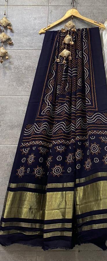 Modal Silk Duppata with Hand Ajrakh Print Anant Tex Exports Private Limited