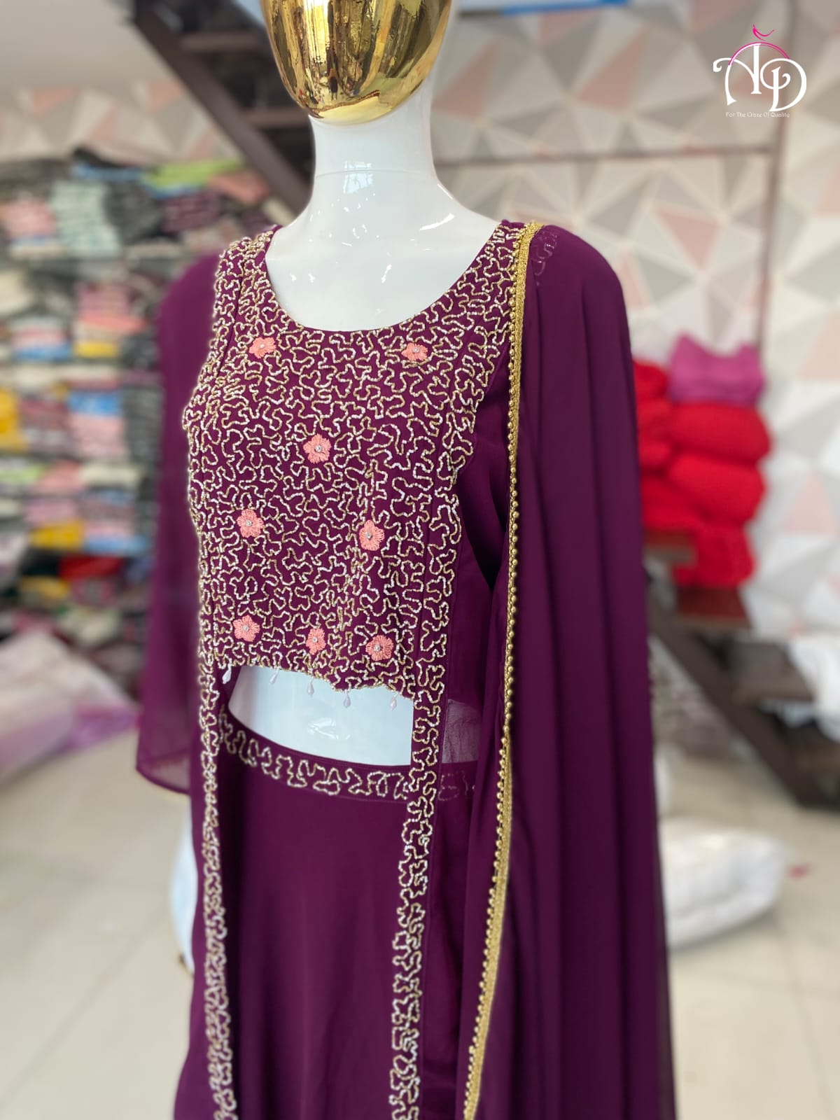 Party Wear Designer Indo Western Top With Flared Skirt Anant Tex Exports Private Limited