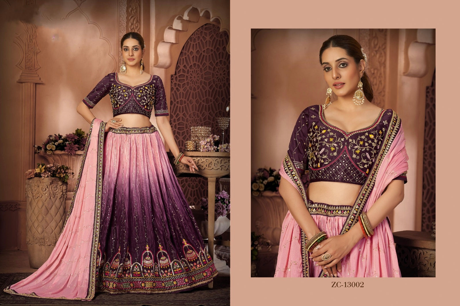 Dusty Pink Soft Net Embroidered Party Wear Designer Lehenga Choli Online  FABANZA