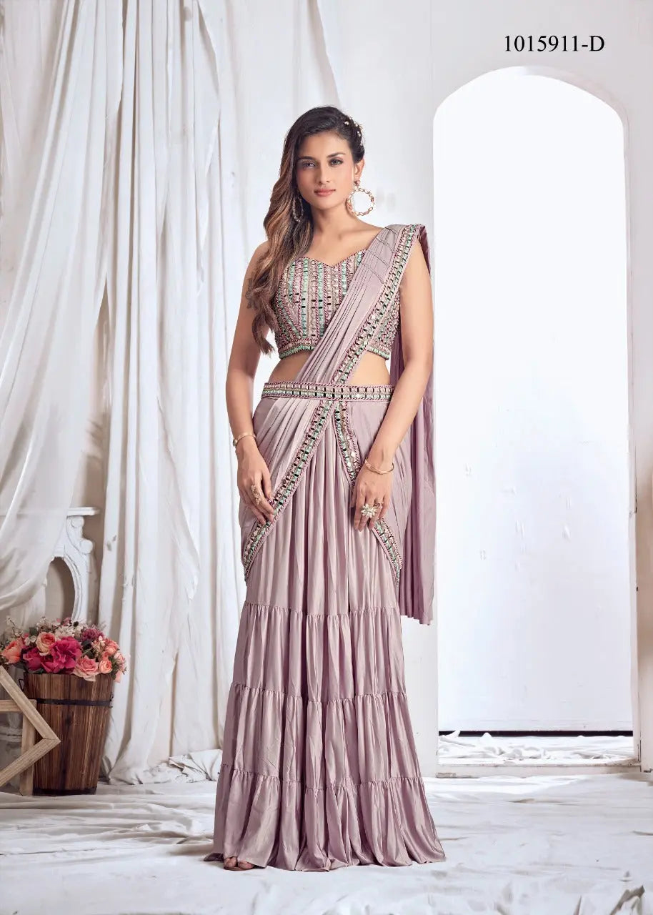 Buy Wine Crepe Saree With Sequins Work | Fancy sarees party wear, Crepe  saree, Saree wearing styles