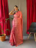 KASTURI JAAL PURE COTTON LINEN SAREE saree