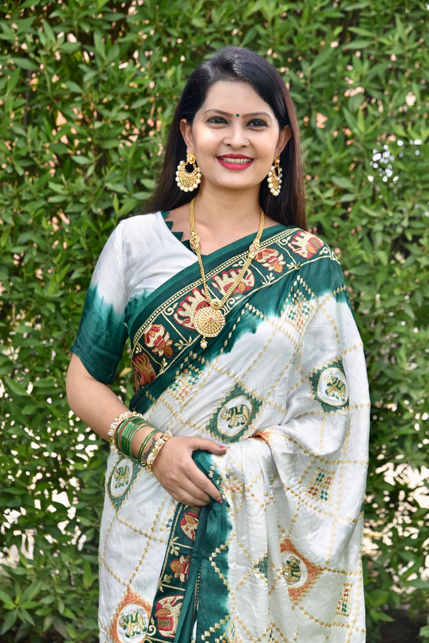 Beautiful Party Wear Bandhani Gaji Silik Saree Anantexports