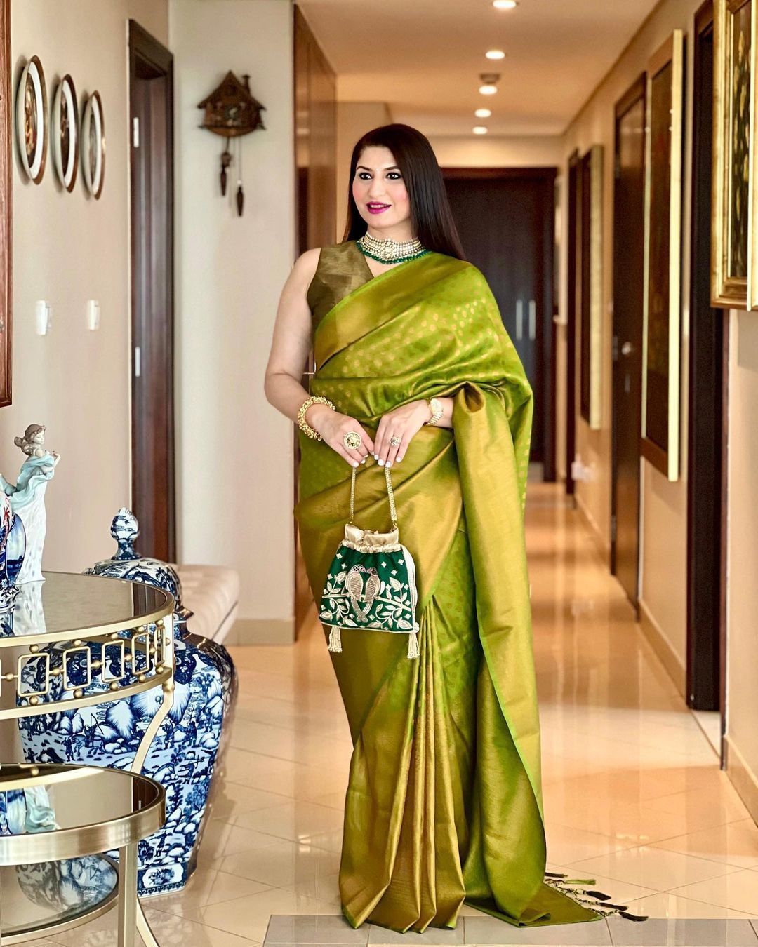 Lichi Silk Banarasi Saree Anantexports