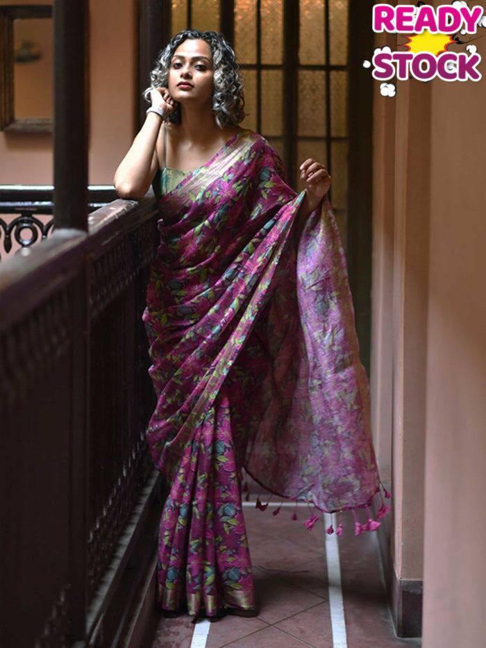 Beautiful Linen Soft Silk saree Anant Tex Exports Private Limited