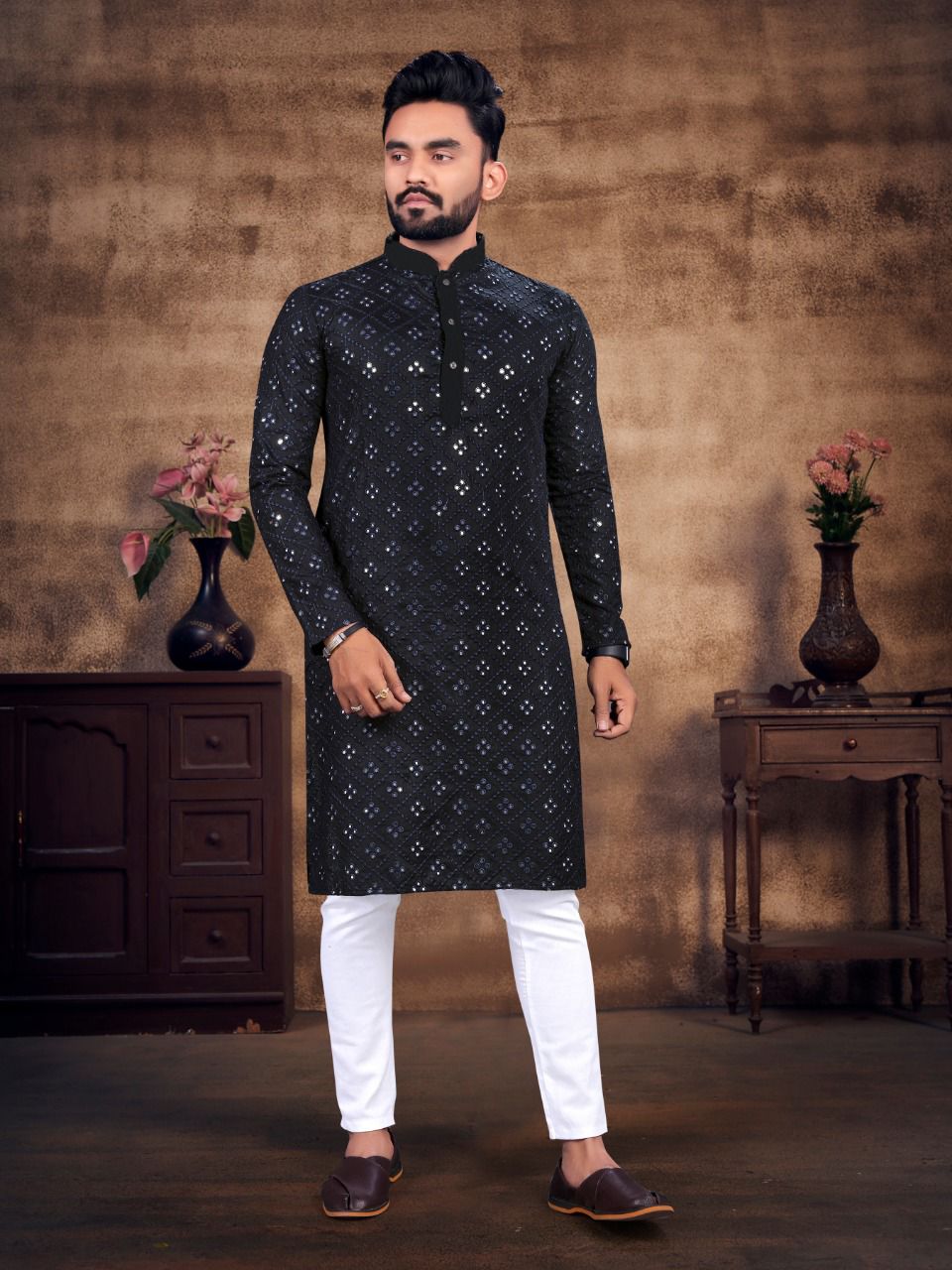 Embroidery Mirror Work Kurta Pajama